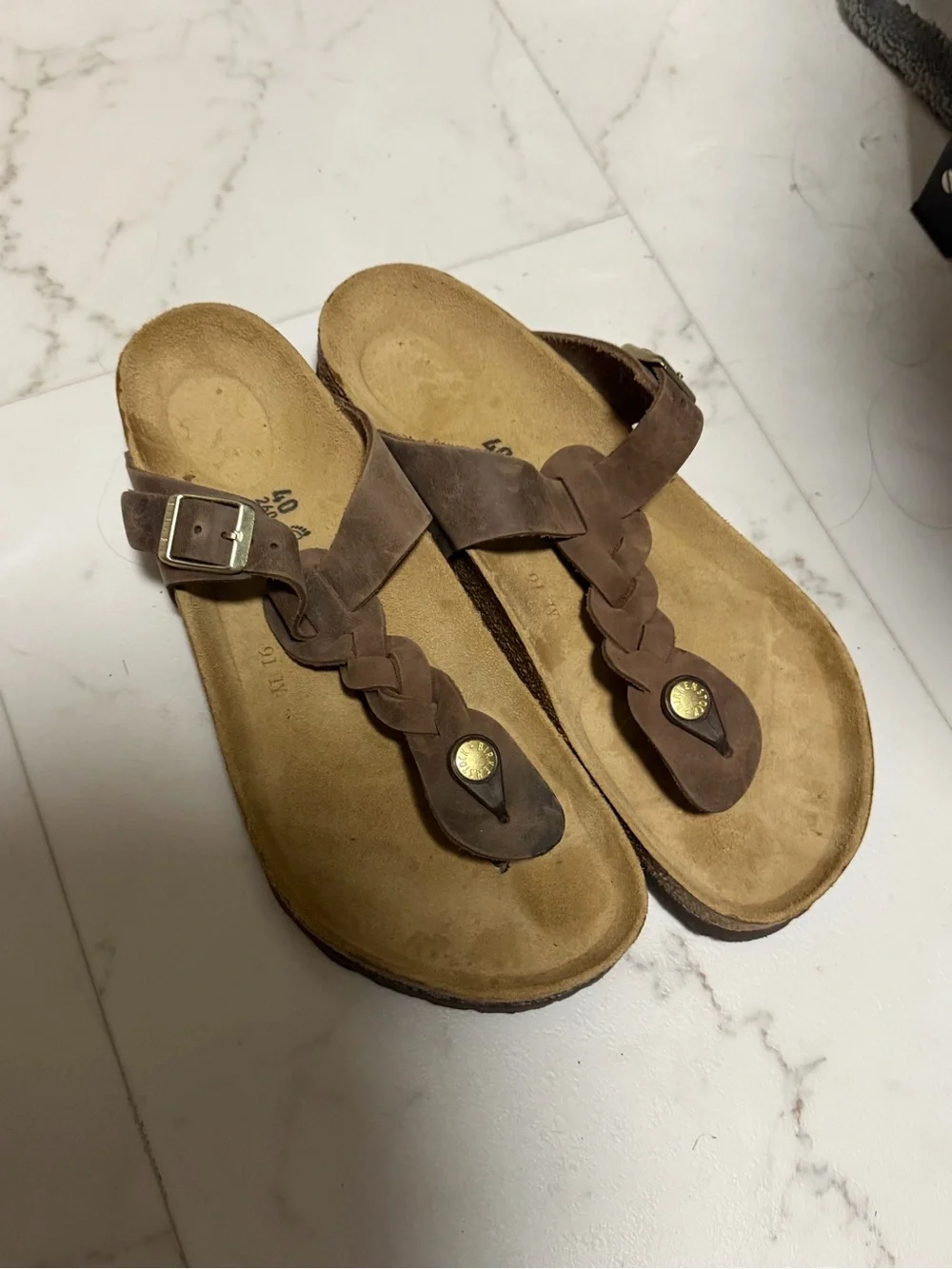Birkenstock Brown Braided Toe-Post Sandals *worn less than 5 times